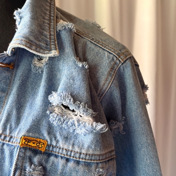Furst of a Kind Women's Distressed Denm Jacket - "Flying Circus" Medium - Picture 9 of 16